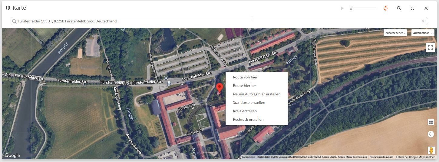 Route starten ĂĽber Karte oder Suche